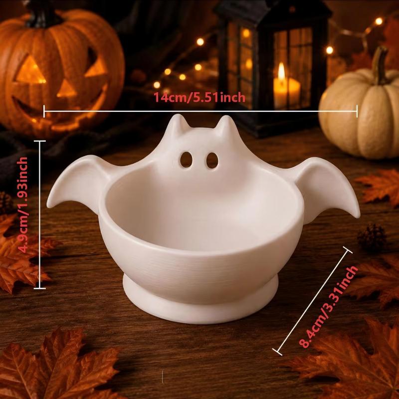 3D Printed Halloween Bat Shaped Storage Bowl Cute Luminous Halloween Snack Bowl Dark Style Gothic Desktop Candy Bowl