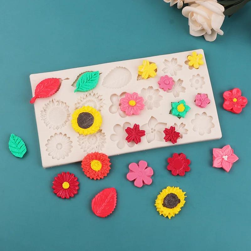 1 Fondant Chocolate Silicone Mold, Rose Leaf Sunflower Sunflower Small Daisy Flower DIY Silicone Mold