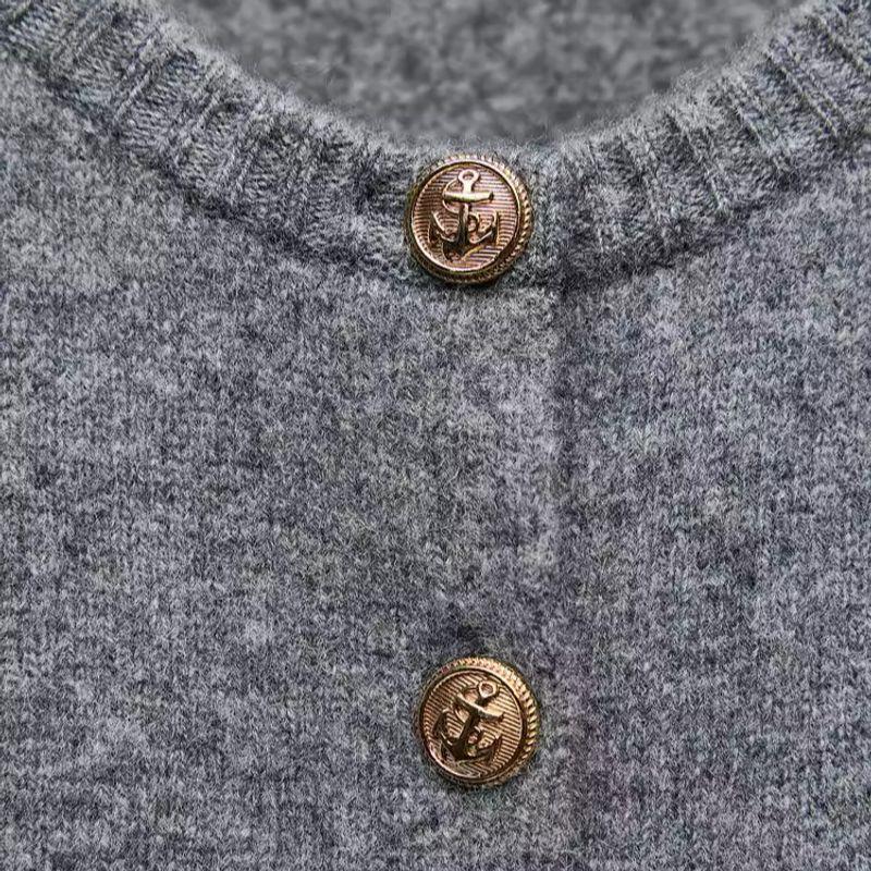 Spring New Women's Clothing Daily Commute Style Knitted round Neck Button Sleeveless Vest Waistcoat 2893141