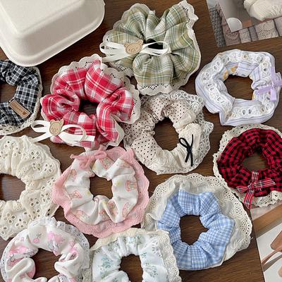 Elegant Print Lace Edge Wide Hair Ring For Women Girls Sweet Hair Tie Cute Headband Versatile Hair Band Fashion Hair Accessories