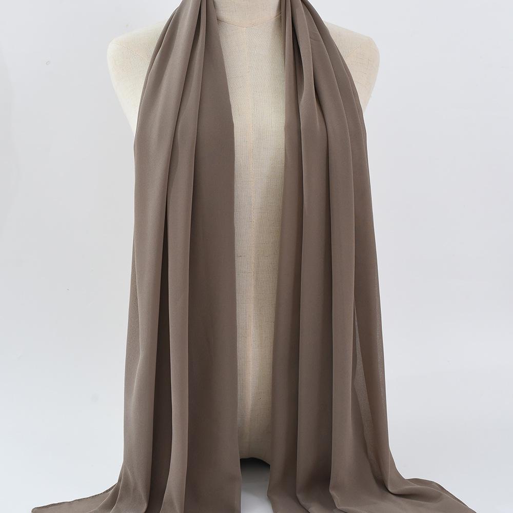 Damen einfarbiger Perlen-Chiffon-Bubbleschal, langer Seiden-Kopfschal, 70x180cm, nahöstlicher Stil