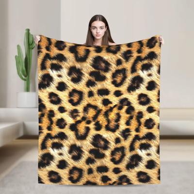 Leopard  Fur Flannel Blanket Animal Soft Warm Throw Blanket for Living Room Camping Fashion Bedspread Sofa Bed Cover