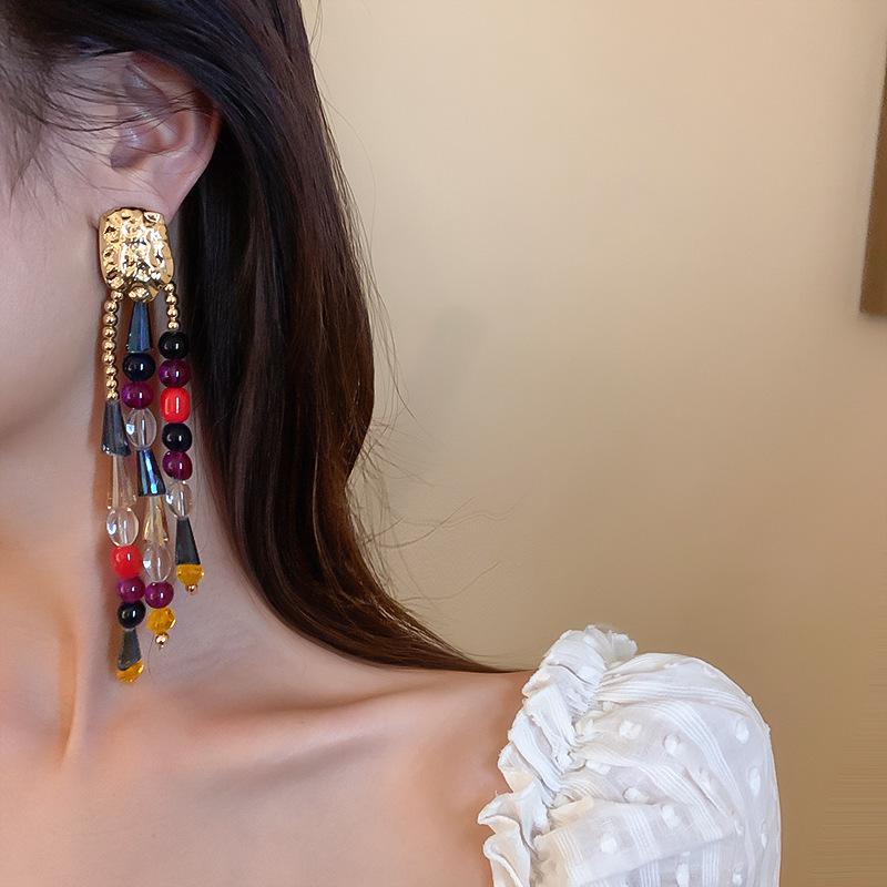 Phoenix Crescent Tassel Earrings: Ethnic Retro Design, Light Luxury, Women's Summer Jewelry