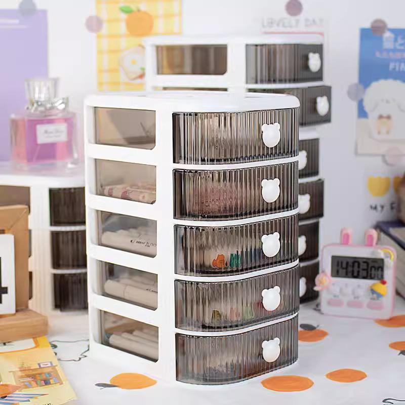 Desktop Multi-layer Drawer Storage Box Organizer Desktop Stationery Box Pen Holder Cute Children's Hair Accessories Storage Rack