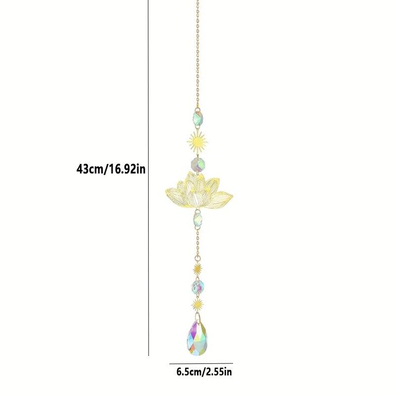 1Pc Lotus Crystal Wind Chime Charms Made Of Metal And GlassFor Home Light Gathering Decoration OutdoorGarden Sun Catchers Crafts