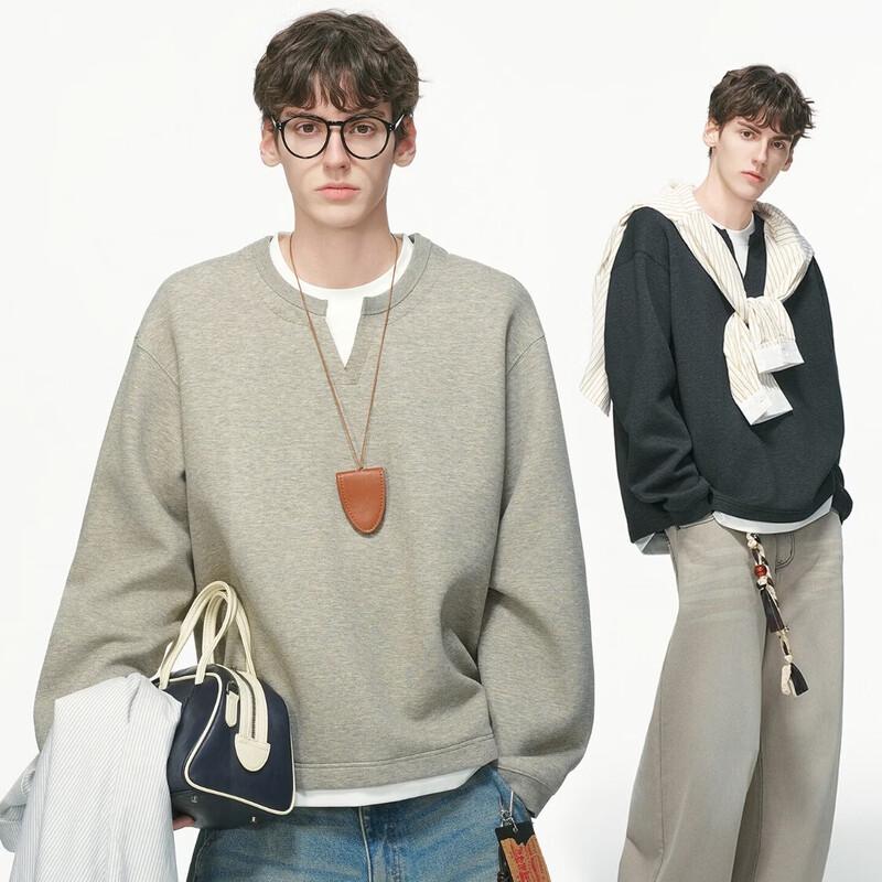 

DREAM MADE Men s Faux Two-Piece V-Neck Heavyweight Sweatshirt 2XL