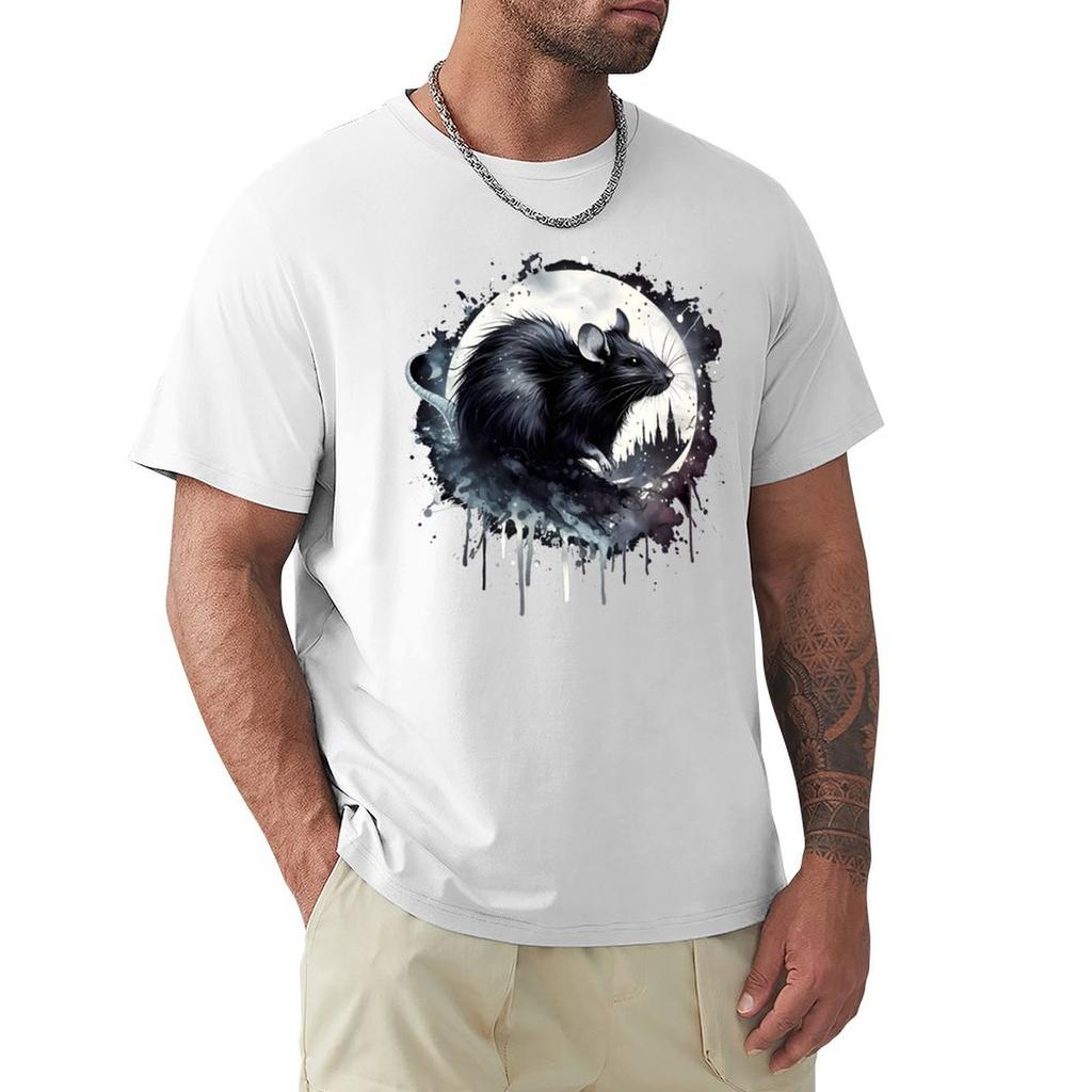 Gotisches Rattenmondnacht T-Shirt Lässiges Basic Streetstyle T-Shirt