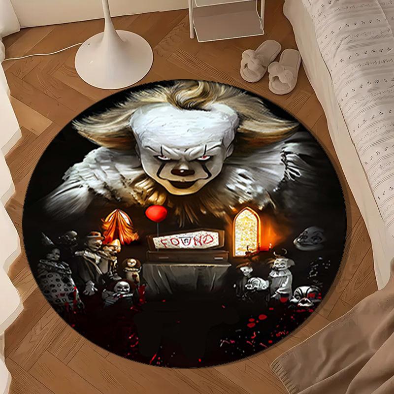 Scary Clown Horror Round Rug for Livingroom,Bedroom, Palyroom, Chair Rug, Area Rug, Circle Carpet, Large Size Fan Christmas Gift