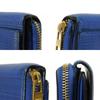 Used 12695 Linen Zip Compact Wallet 7942 Textured Calfskin Zip Around Anagram Embossing Blue Unisex from Japan AUTHENTIC