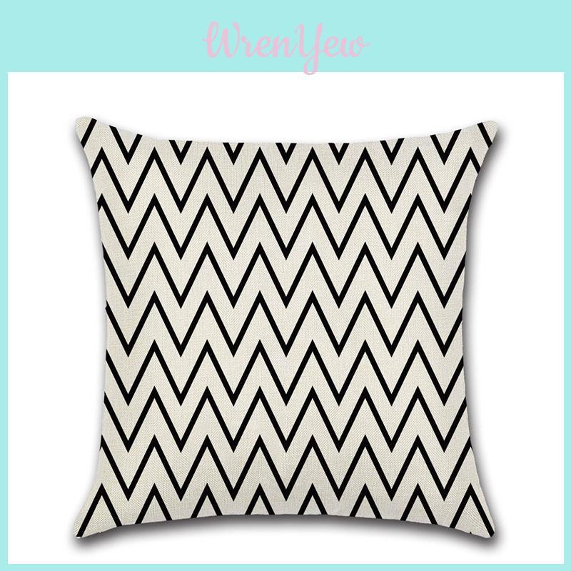 Premium Quality Black White Geometric Waves Pillow Case For Chic Home Decor