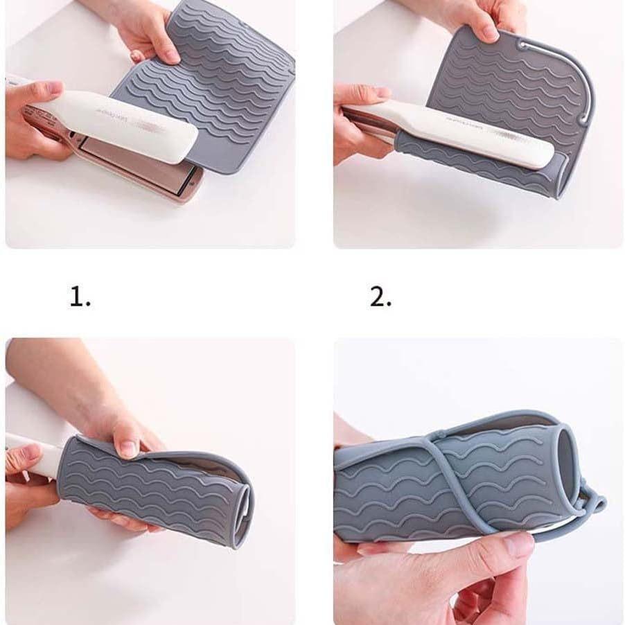 Silikonowa podkładka żaroodporna na prostownice i lokówki - Antypoślizgowa, termoizolacyjna, przenośne narzędzie do przechowywania