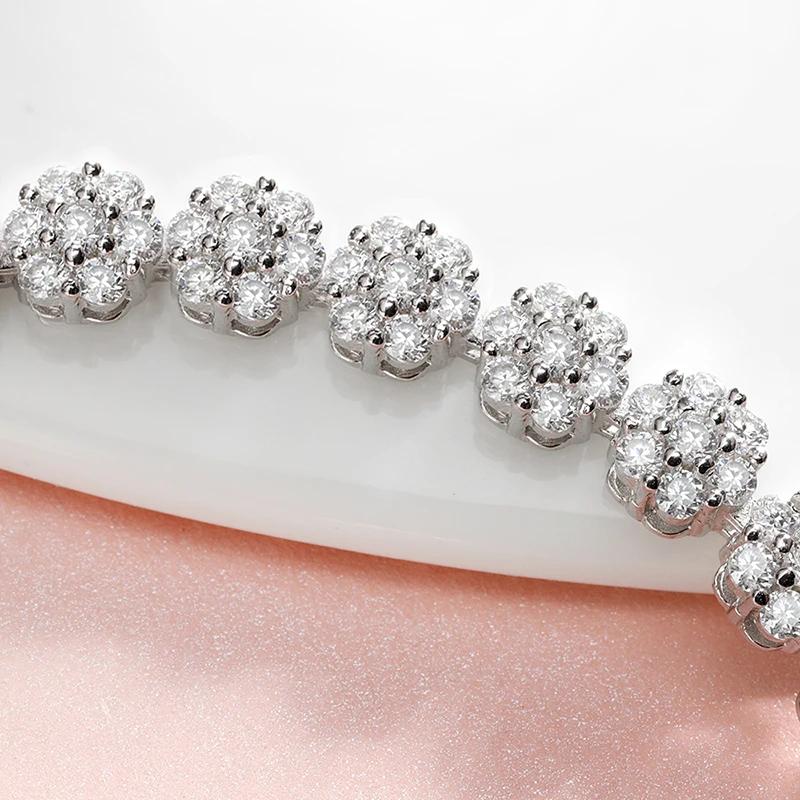 Smyoue Brilliant Cut Flower Moissanite Tennis Bracelet for Women 1.5mm Gem Full Diamond 925  Silver Plated 18K Jewelry