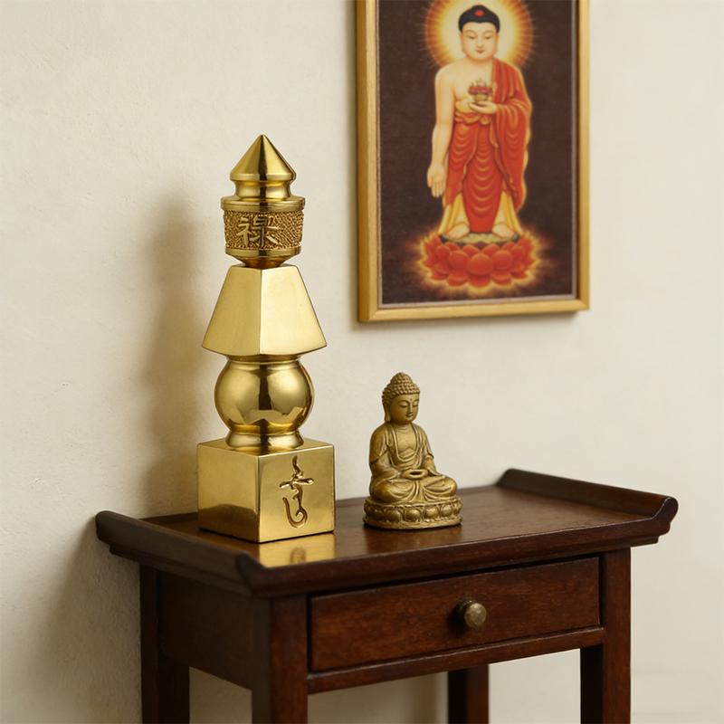 Buddhistisches Feng Shui Messing Fünf-Elemente-Pagoden-Amulett Pagode Glücks-Amulett Himmel und Erde Heimdekoration Tibetische Schätze Handwerkskunst