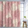 1pc Tropical Plant Bathroom Shower Curtain, Pink Art, Spring Shower Curtain with 12 Hooks, 180*180cm Bathroom Window Curtain H