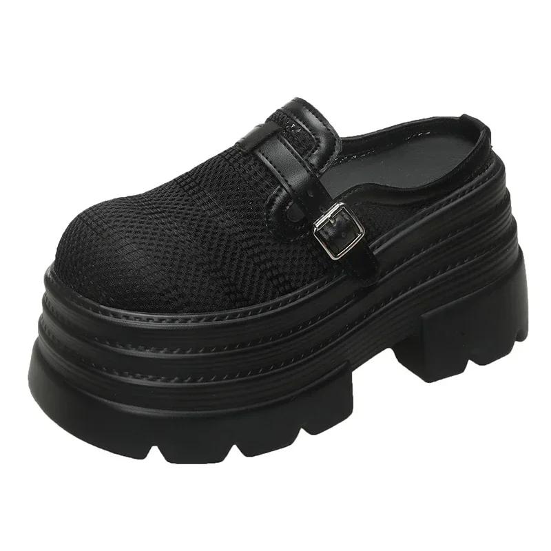 

Мода 10 см Женские Туфли на Высоком Каблуке Массивные Кроссовки Новые Летние Женские Туфли-Шлепанцы на Платформе с Пряжкой Сандалии на Танкетке Слайды Обувь Zandalias De Mujer 34 чёрный