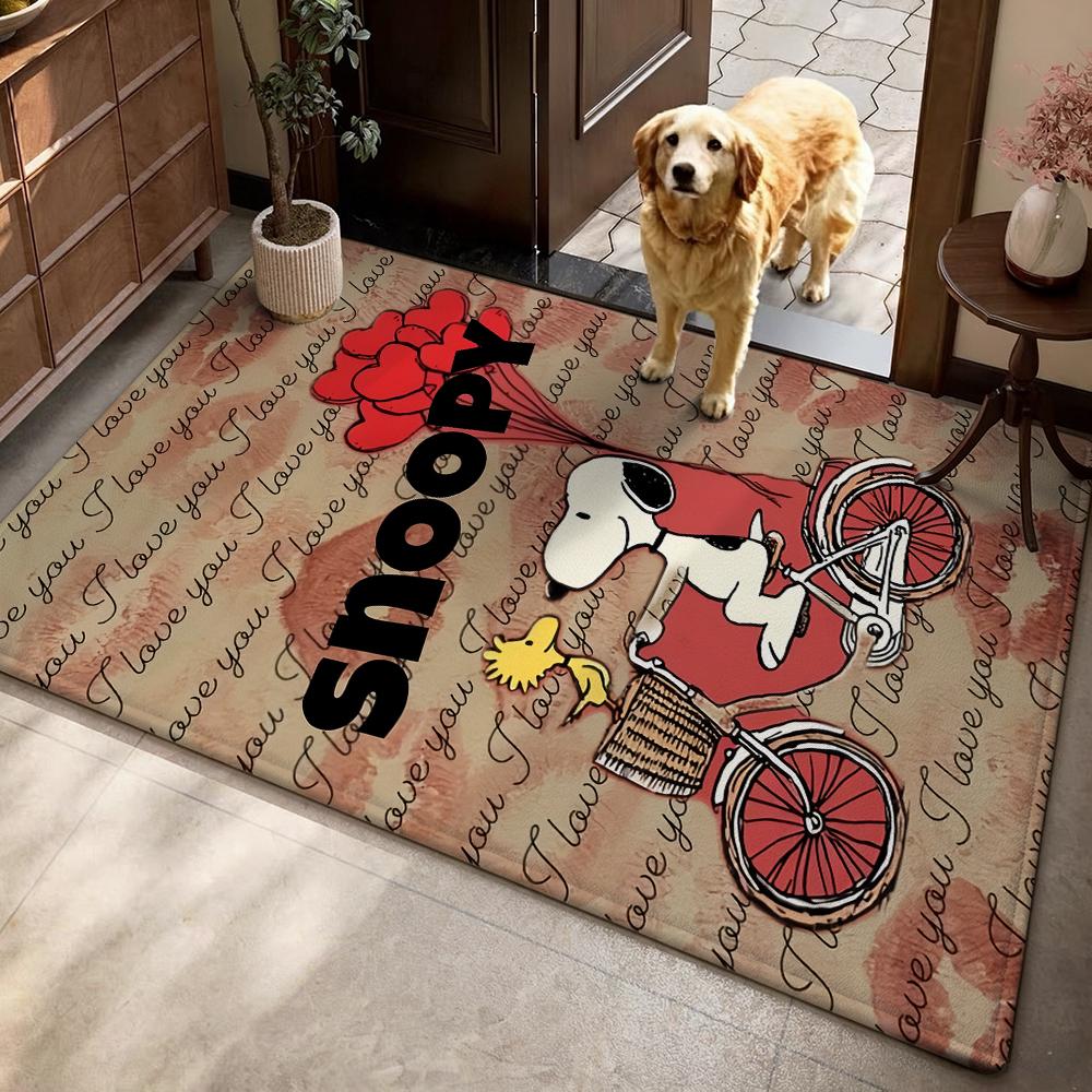 Snoopy Sweet Love Ride Rectangular Rug Nonslip Easyclean Carpet For Kids Bedroom Play Area Home Decor Great Holiday Gift