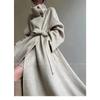 Autumn and Winter Wool Long Coat Blue Temperament Cloak Double-sided Woolen Coat Retro