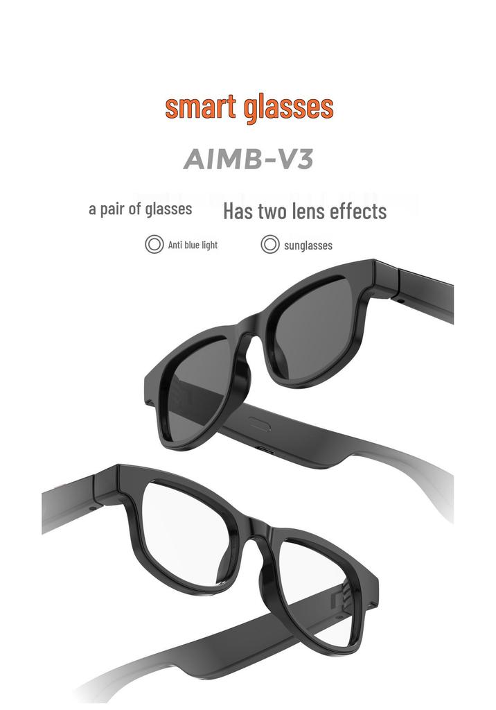 KI-Smartbrille V3: Bluetooth-Anrufe, Sprachassistent, Blaulichtfilter & Sonnenbrillen
