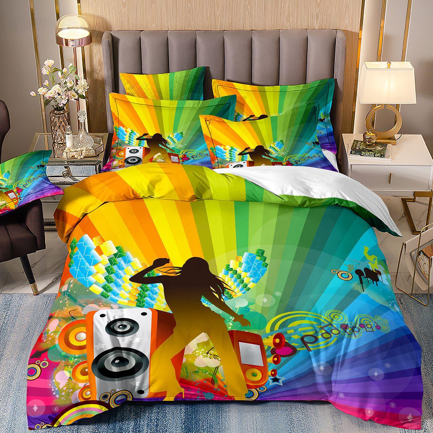 

Bedding Kit Music Guitar Cool 3D Digital Printing Three-Piece Four-Piece Set cover 70 * 133 and 50 * 75 * 1