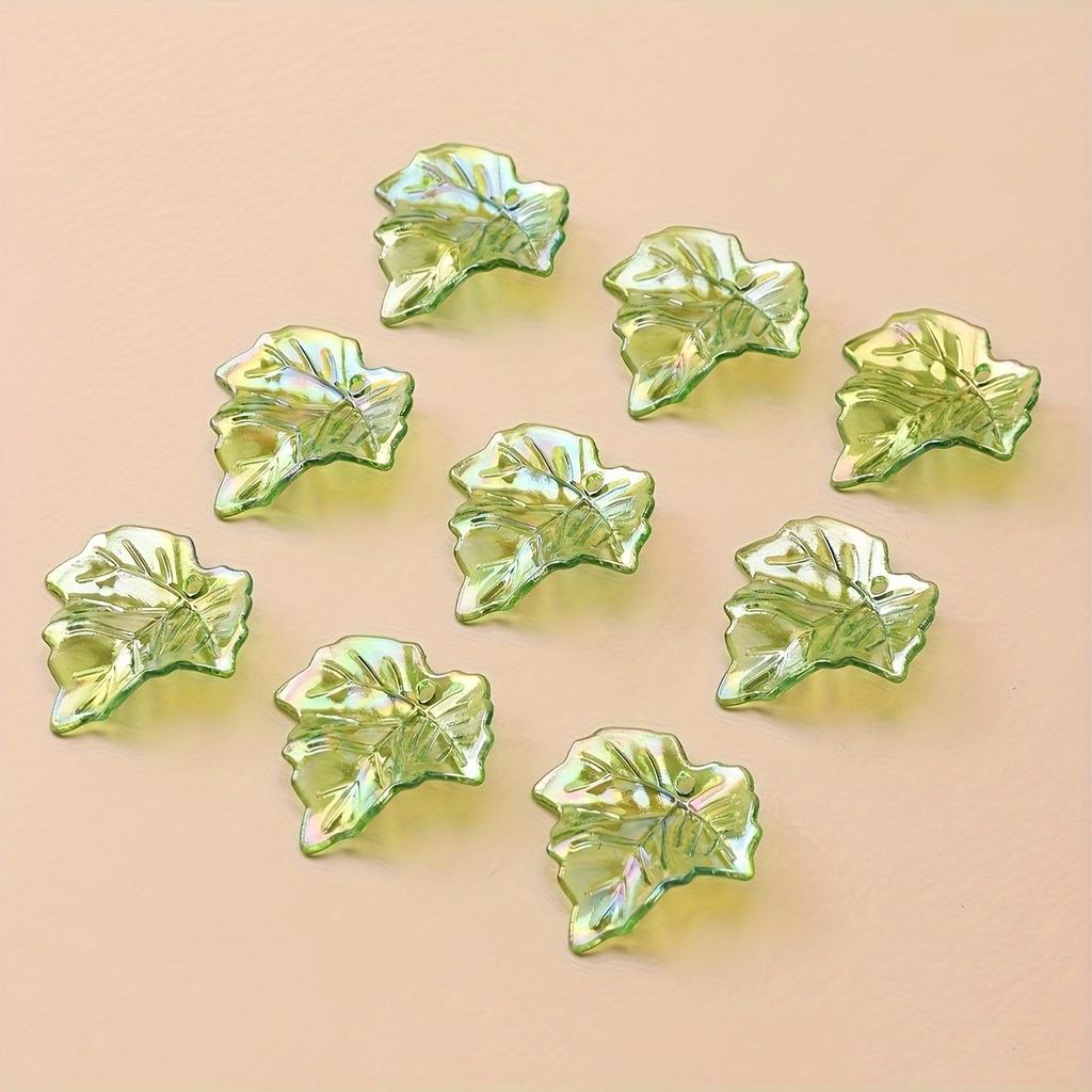 50Pcsset Plastic Shiny Green Leaf Pendant For Jewelry Making Diy Handmade Bracelet Earrings Key Chain Beads Accessories