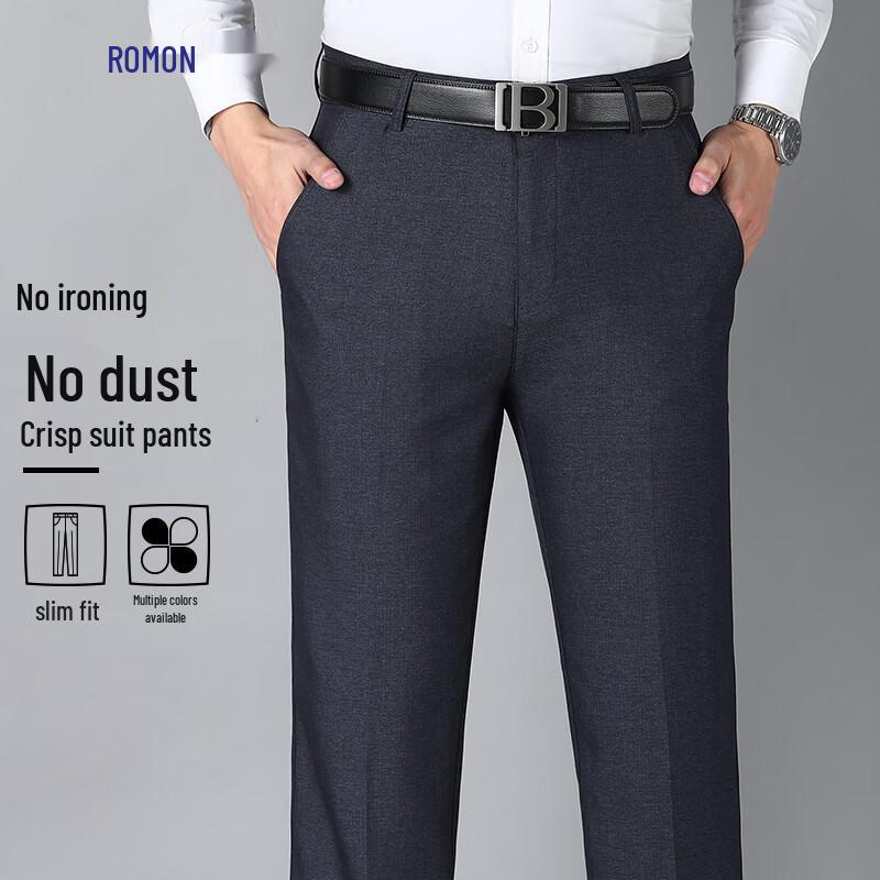 Luomeng Men's Anti-Wrinkle Straight Leg Dress & Casual Pants