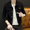 Men Spring Autumn Denim Jacket Solid Color Turn-down Collar Long Sleeve Slim Fit