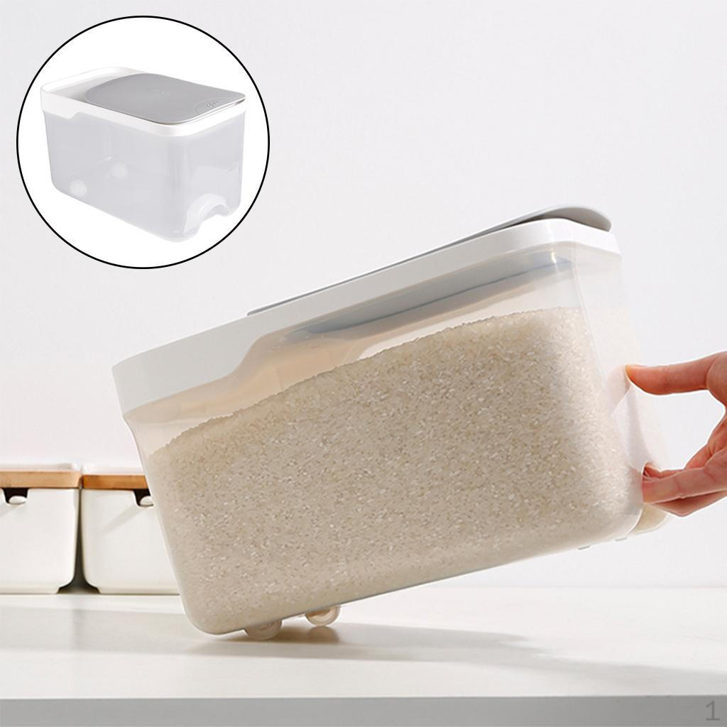 

Rice Container, 5 Kg Bulk Bin with Wheels, Perfect , Flour, сірий колір