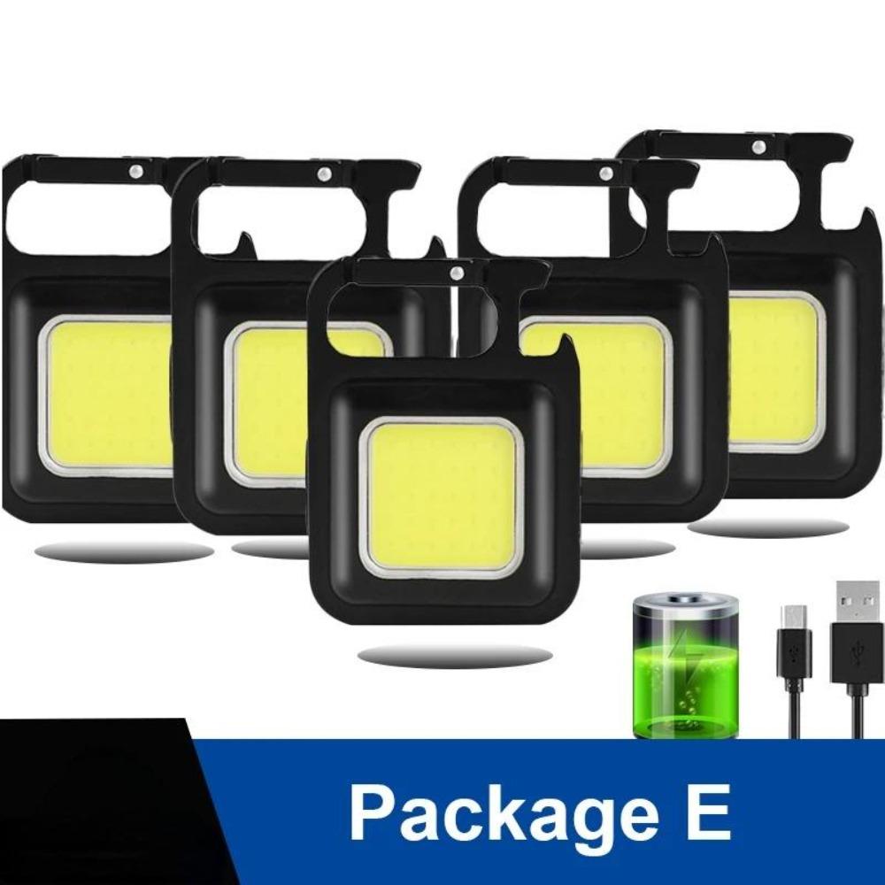 Mini LED Keychain Light Multifunction Portable USB Rechargeable Pocket Work Light with Corkscrew for Outdoor Camping Fishing Climbing