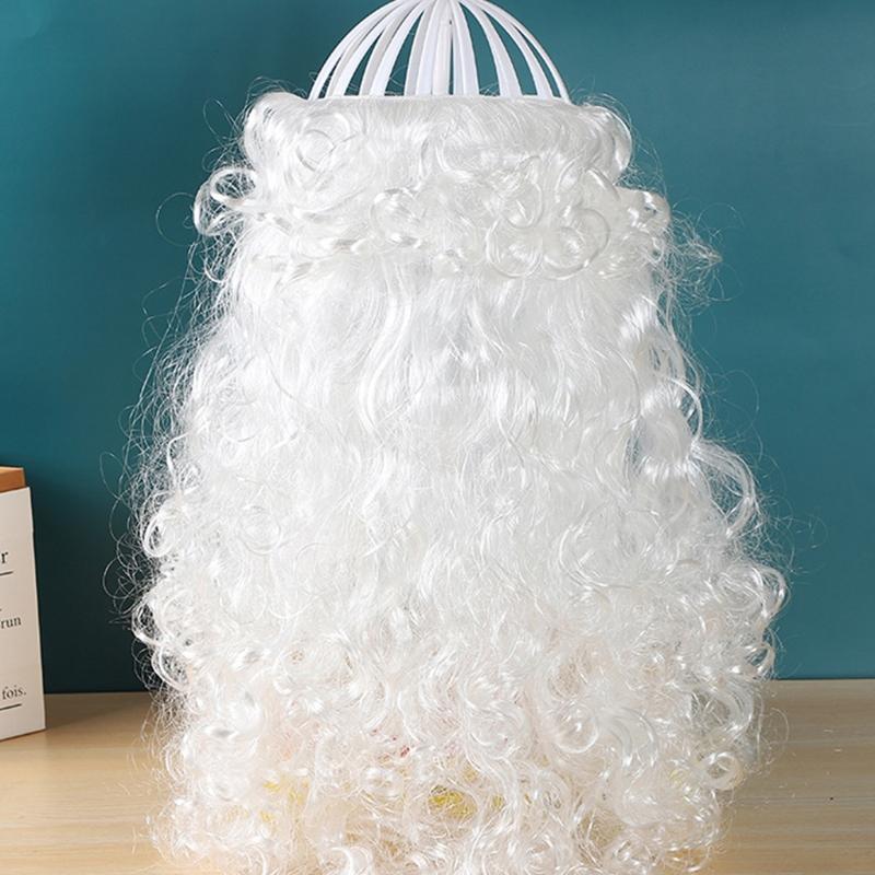 Santa Fake Beard for Facial Hair Funny Santa Beard Old Man Costume for Men Women Disguise Game Xmas Party Halloween Dres