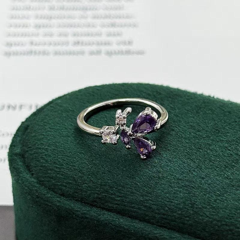 Nine Purple Separation Fire Purple Color Treasure Zir*****Pening Ring Light Luxury Niche High Sense Delicate Stacking Super Immortal Ring Girl
