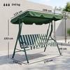 3 Seater Garden Swing Seat Chair Outdoor Bench with Adjustable Canopy and Metal Frame, Green Stripes