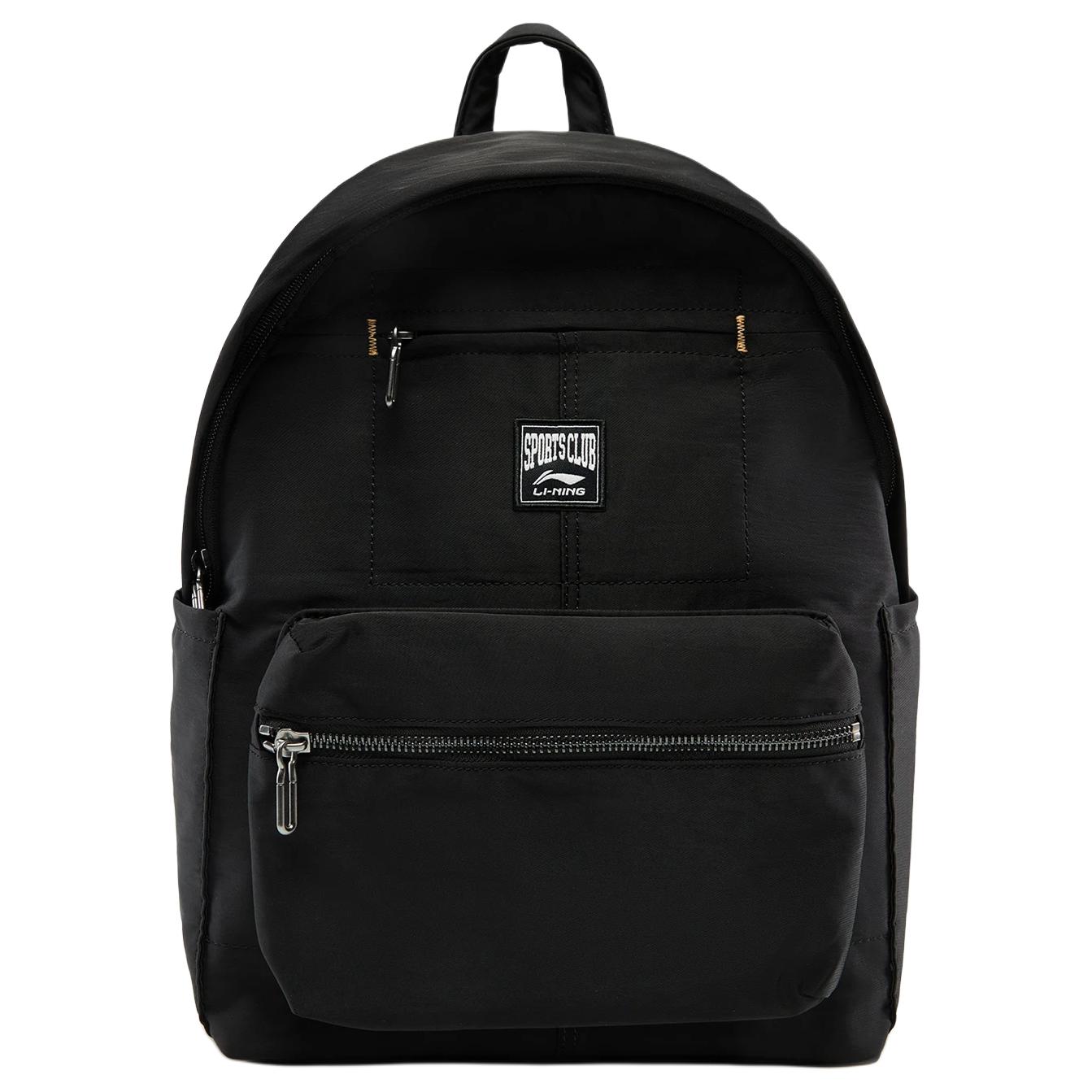 Li Ning Fitness Series 15.4L Simple Versatile Polyester Backpack Unisex Backpack Black ABSV007-1 Black