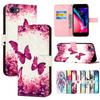 Cute Painted Leather Flip Phone Case on For iPhone 16E 16 Pro Max Plus SE4 SE3 SE Wallet Stand Book Cover With Card Holder Strap