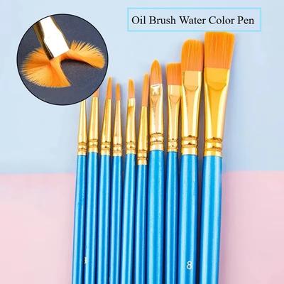 10 SZTUK Pędzel do oleju Pióro akwarelowe Farba do twarzy i ciała Paleta do makijażu olejnego Pędzel do farb akrylowych Włosie nylonowe Drewno lite Zestaw szablonów do tatuażu