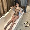 Sex Pajamas Adult Transparent Sex Tights Elastic Jumpsuits Night Club Wear For Women Sheer Mesh Outfit Open Crotch Bodystocking