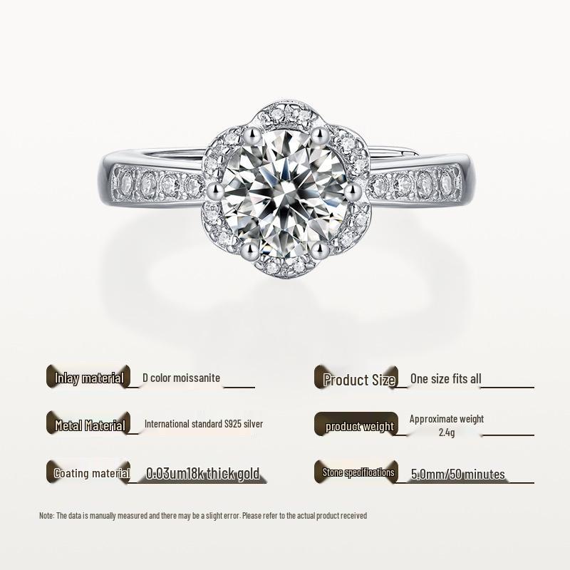 

Высококачественное кольцо-цветок из стерлингового серебра 925 пробы с муассанитом для женщин Adjustable