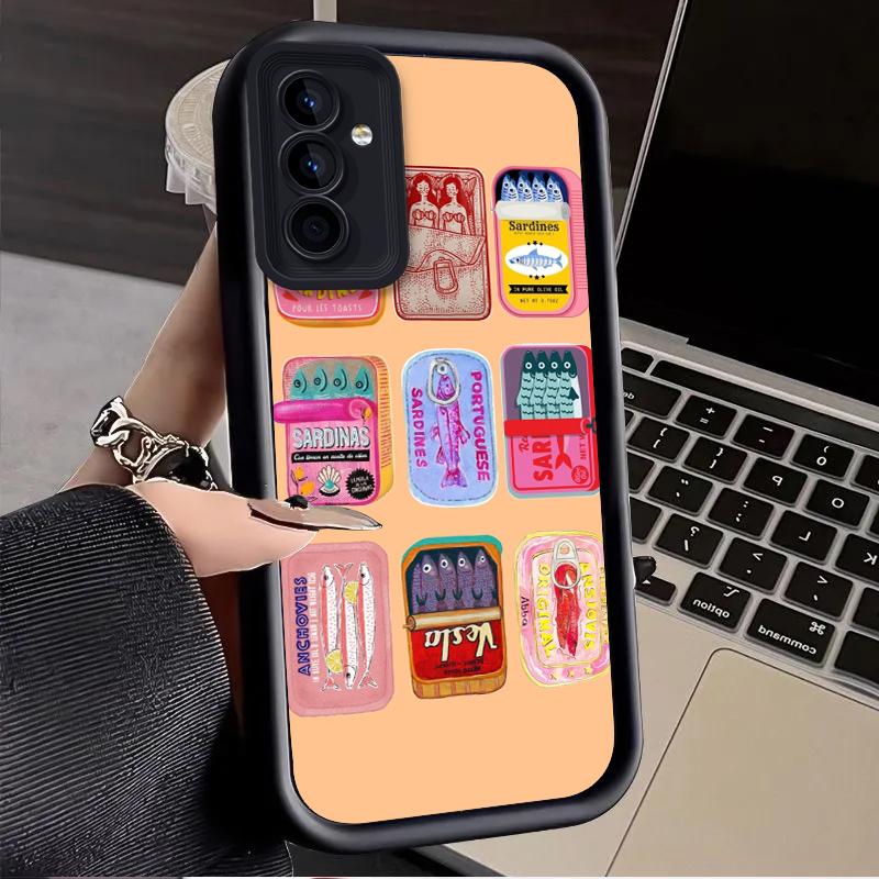 Groceries Fish Tin Case for Samsung Galaxy A53 A50 A50S A36 5G A35 A34 A33 A32 A30 A26 A24 A23 A22 A20 A16 A15 A14 A13 4G Cover