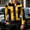 Men's Shirt Color Block Lapel Long Sleeved Shirt Abstract Geometric Print Slim Fit Shirt Light Business Daily Casual