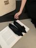 Flat single shoes women's 2025 new pointed shoes rubber sole bow black work ladyshoes
