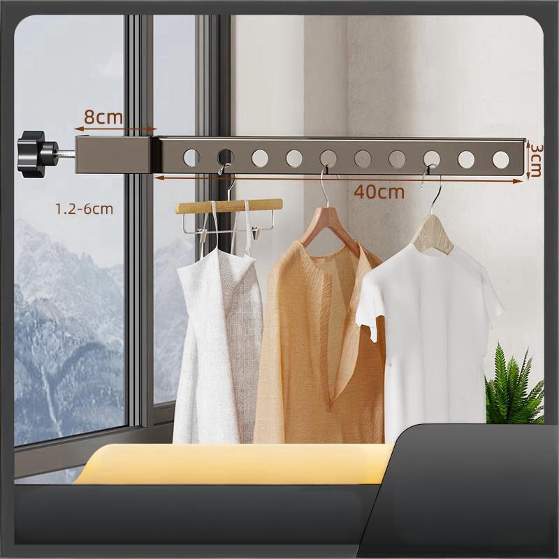 Adjustable Window Frame Drying Rack Wall Mounted Clothes Hanger For Outdoor Bathroom SpaceSaving Aluminum Clothes Organization