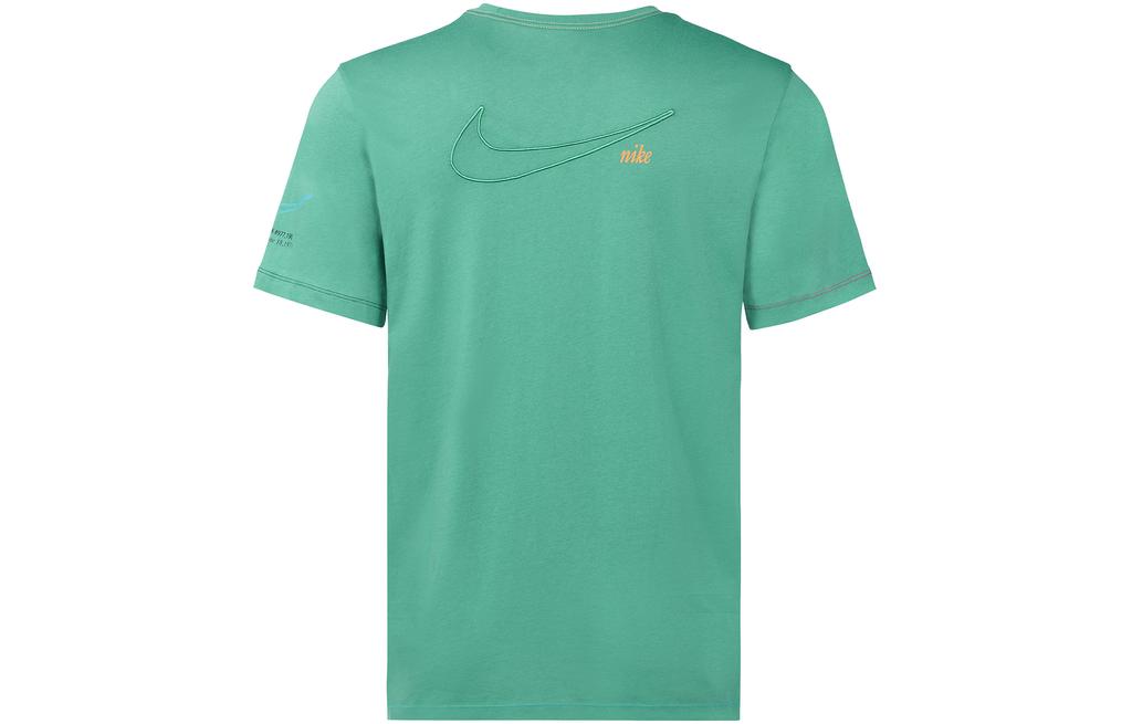 Nike T Shirts Men's Light Green Crew Neck Moderate Straight Fit DJ1394-350
