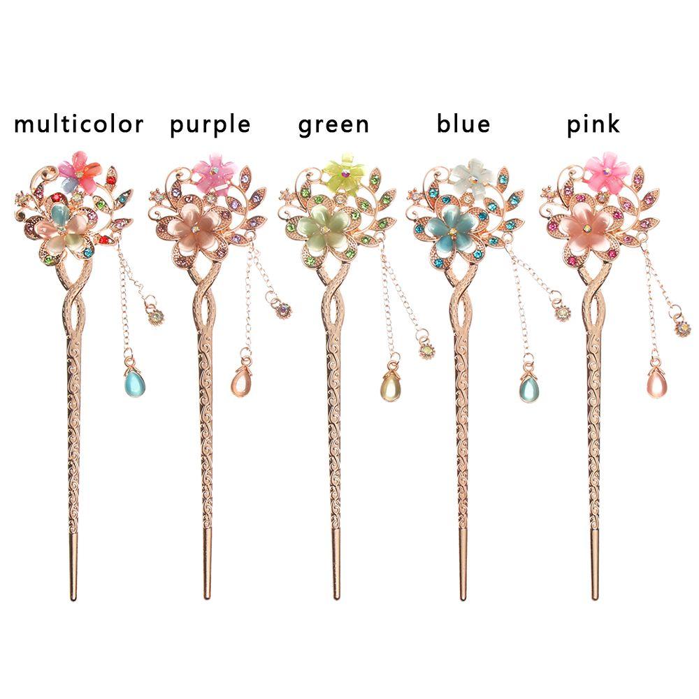 Women Girls Vintage Delicate Rhinestone Hair Pin Double Flower Hair Comb Hair Clip Hair Accessories