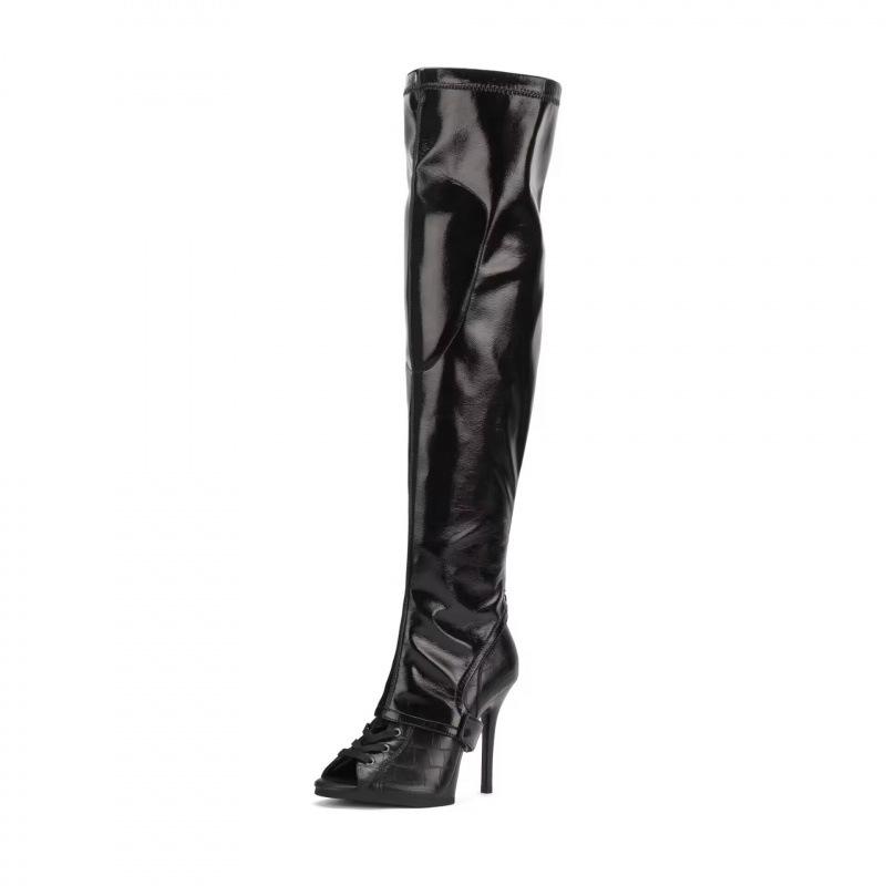 Women's Black Lace-up Ankle High Heels Jazz Dance Shoes with Soft Sole