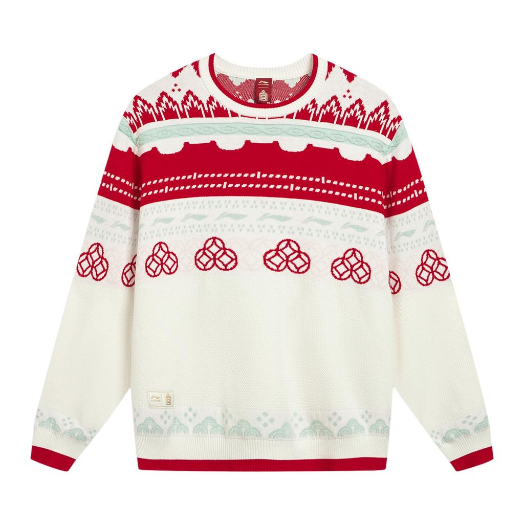 Li-Ning Sport Lifestyle Series Color Block Letter Pattern Knit Sweater Men sweater AMBW049-1