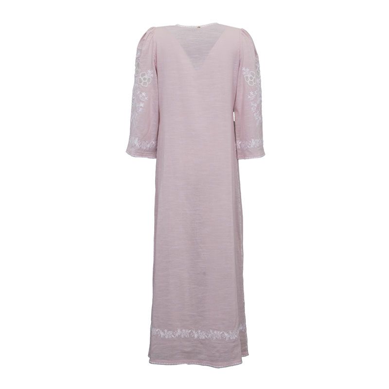 Robe longue caftan vana avec broderie blanche Femme ANTIK BATIK