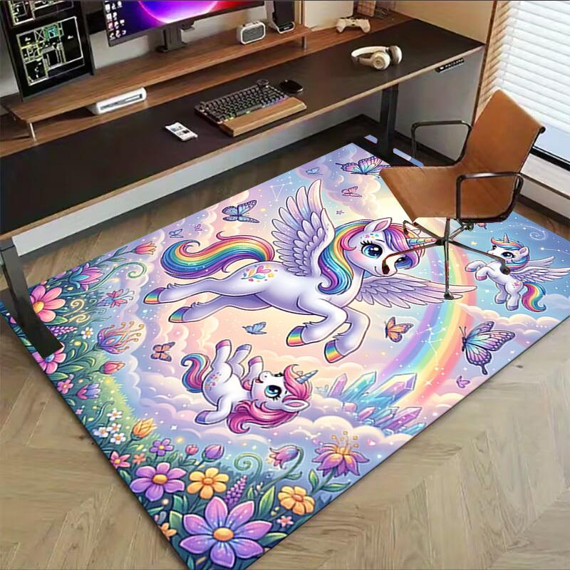 1PC Unicorn Fantasy Non-Slip Floor carpet, Office, family, bedroom, Studio - Large Area Rug, Vibrant Colors-C0497