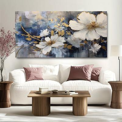 Weiß Grau Blumen Leinwand Malerei Poster und Drucke Landschaft Wandkunst Bilder Für Modernes Wohnzimmer Cuadros Decor