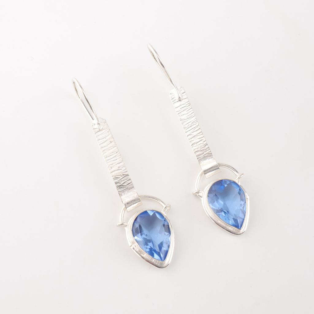 Tanzanite Gemstone 925 Sterling Silver Jewelry Women's Handmade Earrings 2.3" EE-166-5