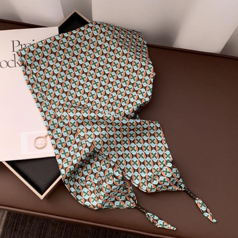 Silk scarf new fashion wheat ear cashew flower silk scarf head scarf beaded small scarf scarf triangular scarf waist tie