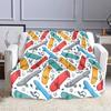 Colorful Skateboard Pattern Design Patterned flannel blanket perfect for the bedroom living room, sofa, or a little nap